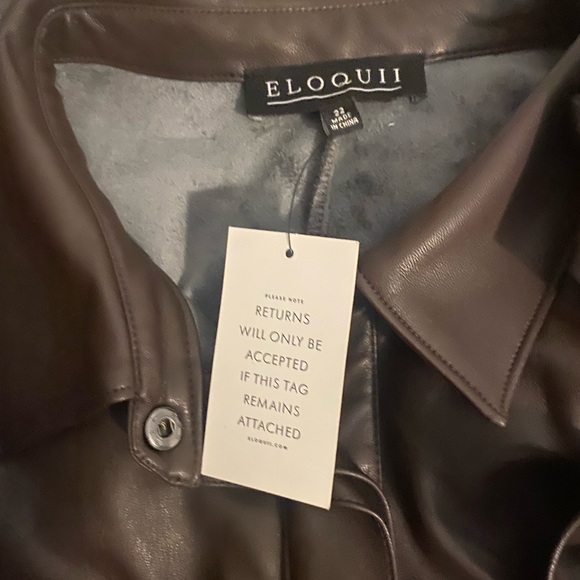 ELOQUII Faux Leather Jumpsuit With Button Front - Picture 3 of 3